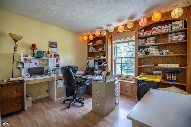 1052 Barley Cir, Carmel, IN 46032 - home office with light wood-style floors and a textured ceiling
