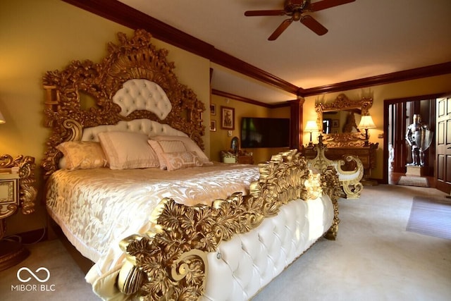 6412 Fall Creek Rd, Indianapolis, IN 46220 - carpeted bedroom featuring crown molding