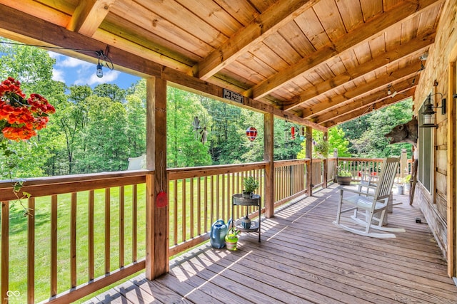 2780 W Grizzly Trl, Martinsville, IN 46151 - wooden terrace featuring a lawn and view of wooded area
