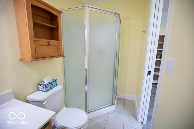 495 Persimmon Dr, North Vernon, IN 47265 - full bath with a shower stall, tile patterned flooring, toilet, and vanity