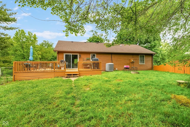 5730 S 50 W, Trafalgar, IN 46181 - rear view of house with a wooden deck