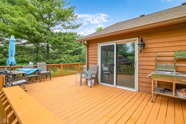 5730 S 50 W, Trafalgar, IN 46181 - wooden terrace with outdoor dining space