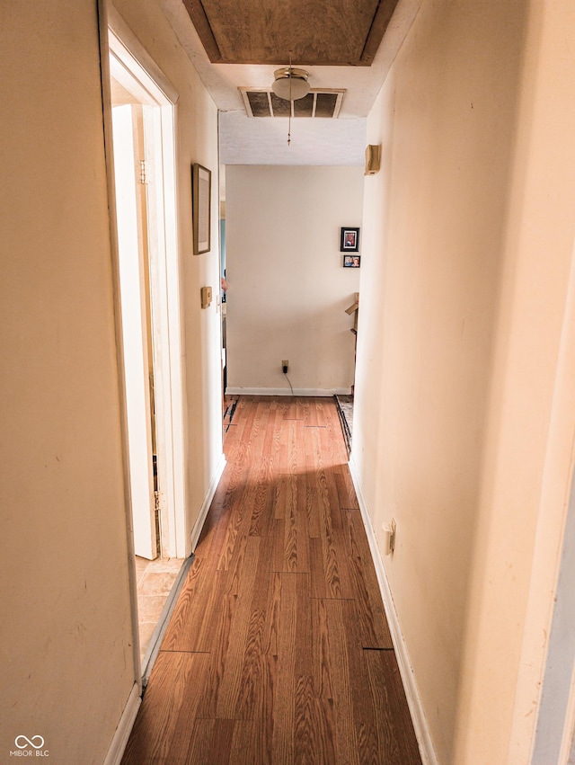 2612 E Michigantown Rd, Frankfort, IN 46041 - hallway with wood finished floors and attic access