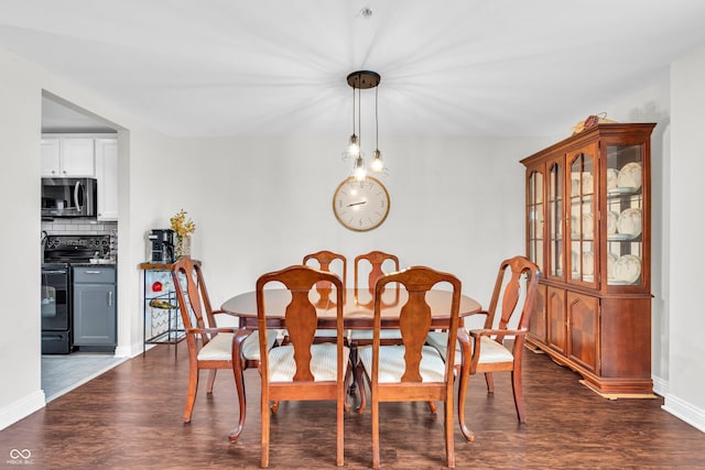 350 N Meridian St Unit 705, Indianapolis, IN 46204 - dining area featuring dark wood-style floors and baseboards