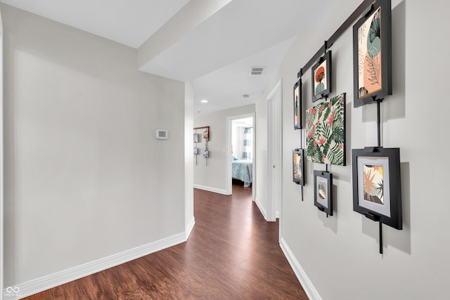 350 N Meridian St Unit 705, Indianapolis, IN 46204 - hall featuring dark wood finished floors, baseboards, and recessed lighting