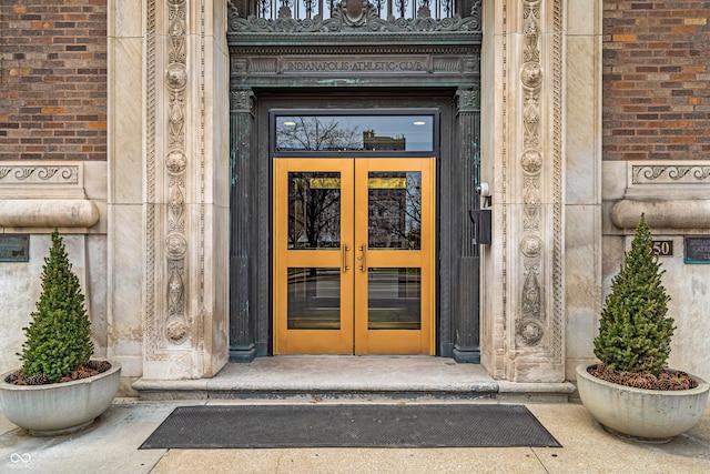 350 N Meridian St Unit 705, Indianapolis, IN 46204 - property entrance featuring french doors and brick siding