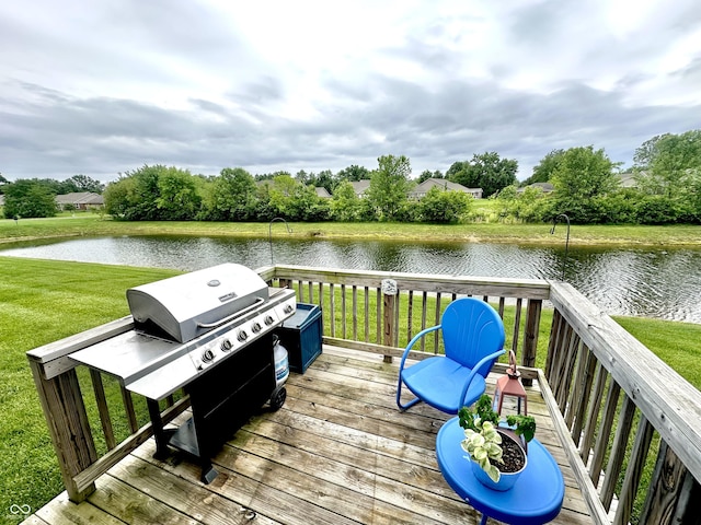 4209 Switchgrass Way, Indianapolis, IN 46237 - deck with a water view and a lawn