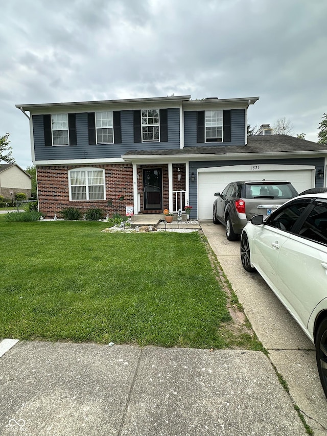 1831 Beckenbauer Ln, Indianapolis, IN 46214 - view of front facade featuring driveway, brick siding, and a front lawn