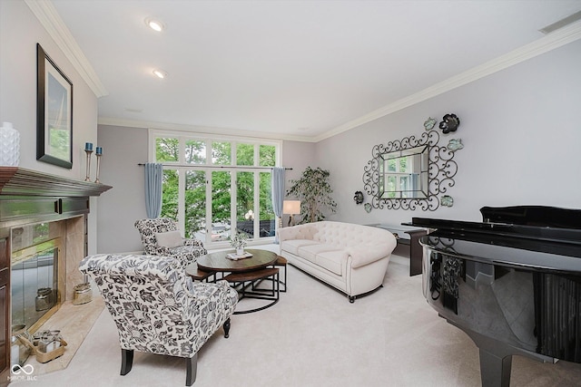 8301 Reef Ct, Indianapolis, IN 46236 - living area with a tile fireplace and ornamental molding