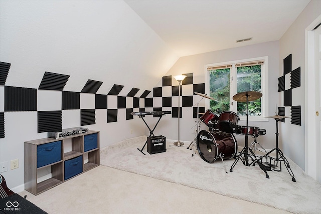 8301 Reef Ct, Indianapolis, IN 46236 - recreation room with carpet floors and lofted ceiling