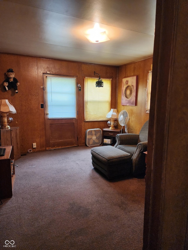 615 E 31st St, Anderson, IN 46016 - living area with carpet and wooden walls