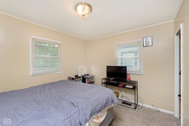 3338 Orchard Ave, Indianapolis, IN 46218 - carpeted bedroom featuring crown molding, multiple windows, and baseboards