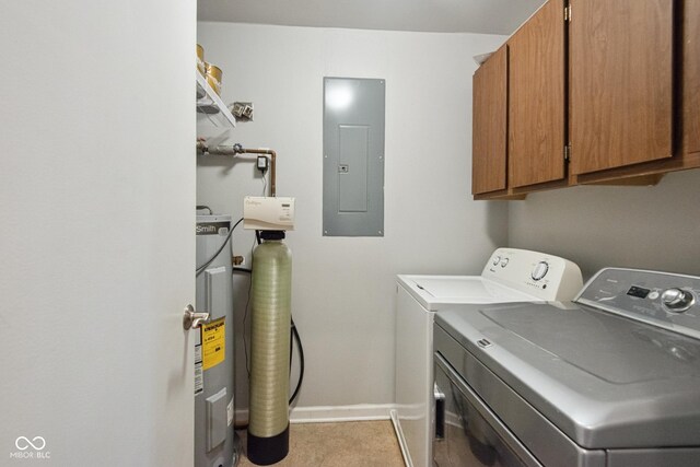 3975 Offshore Dr, Columbus, IN 47203 - laundry area with electric panel, cabinet space, washer and clothes dryer, and baseboards