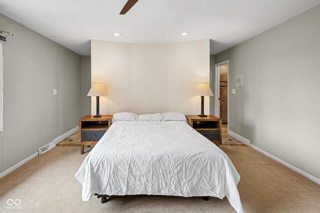 3975 Offshore Dr, Columbus, IN 47203 - carpeted bedroom featuring ceiling fan, baseboards, and recessed lighting
