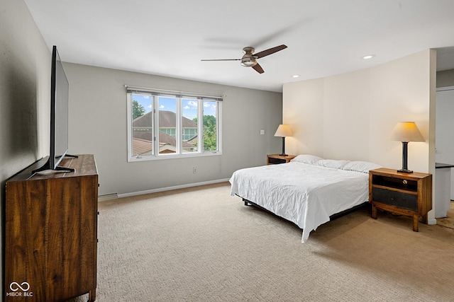 3975 Offshore Dr, Columbus, IN 47203 - bedroom featuring carpet, baseboards, ceiling fan, and recessed lighting
