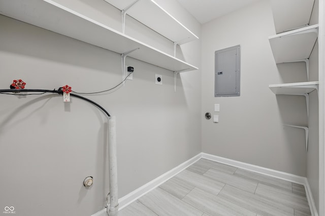 420 Vista Dr, Carmel, IN 46280 - washroom with electric panel, electric dryer hookup, and baseboards