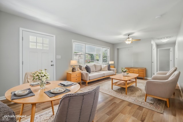 420 Vista Dr, Carmel, IN 46280 - living area featuring light wood-style flooring and a ceiling fan