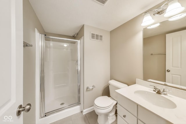 13050 Grand Vue Dr, Carmel, IN 46032 - full bath with a stall shower, vanity, toilet, tile patterned floors, and baseboards