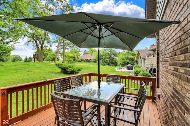 1850 Longest Dr, Franklin, IN 46131 - deck featuring outdoor dining area and a lawn