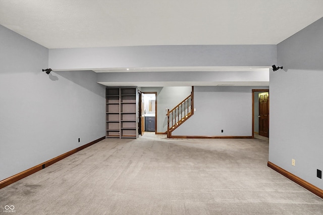 1850 Longest Dr, Franklin, IN 46131 - finished basement with baseboards, carpet floors, and stairs