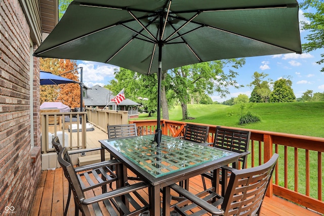 1850 Longest Dr, Franklin, IN 46131 - deck featuring outdoor dining space and a lawn