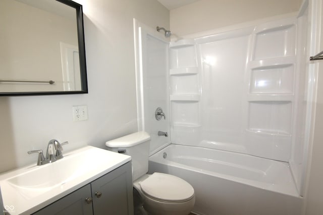 1021 Harney Dr, Lebanon, IN 46052 - bathroom featuring toilet, shower / tub combination, and vanity