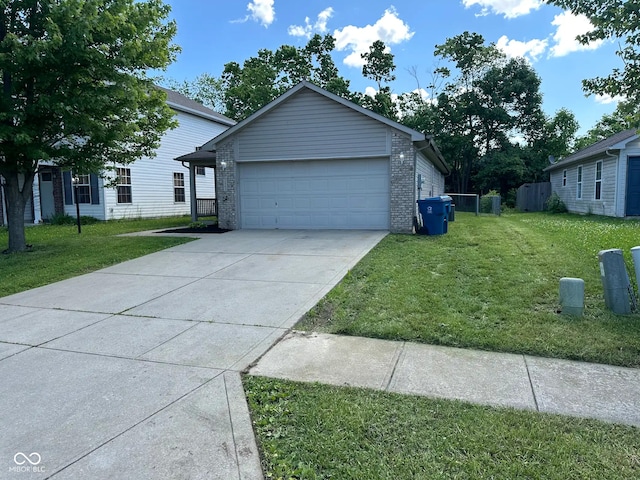 3861 Candle Berry Dr, Indianapolis, IN 46235 - view of front of home with driveway, a garage, brick siding, and a front yard