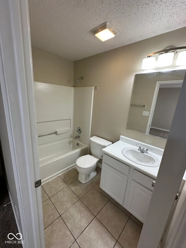 3861 Candle Berry Dr, Indianapolis, IN 46235 - full bath with vanity, bathing tub / shower combination, toilet, a textured ceiling, and tile patterned flooring