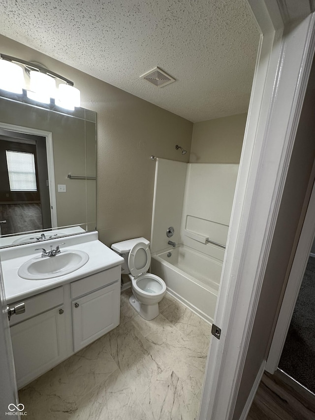 3861 Candle Berry Dr, Indianapolis, IN 46235 - full bathroom featuring vanity, shower / washtub combination, and a textured ceiling