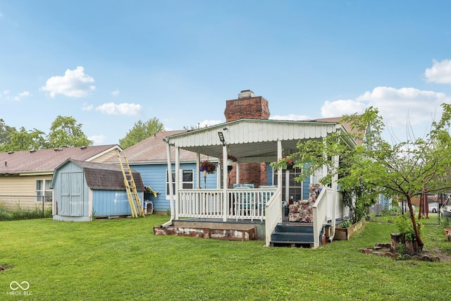 6627 Cobden Ct, Indianapolis, IN 46254 - rear view of property featuring a chimney and a porch