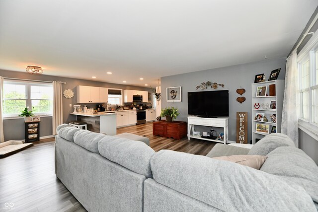 5190 N State Road 213, Windfall, IN 46076 - living area featuring wood finished floors, recessed lighting, and baseboards