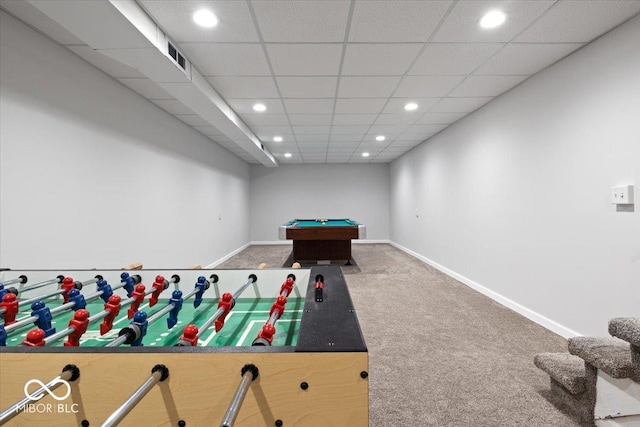601 Woodbine, Terre Haute, IN 47803 - playroom with carpet flooring, recessed lighting, baseboards, and billiards