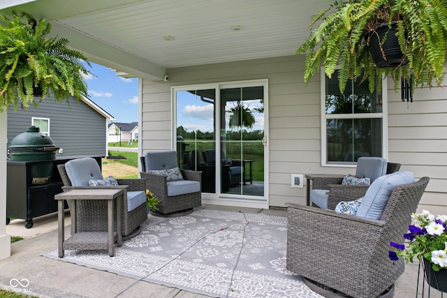 7051 E Bean Blossom Dr, Camby, IN 46113 - view of patio / terrace featuring an outdoor living space