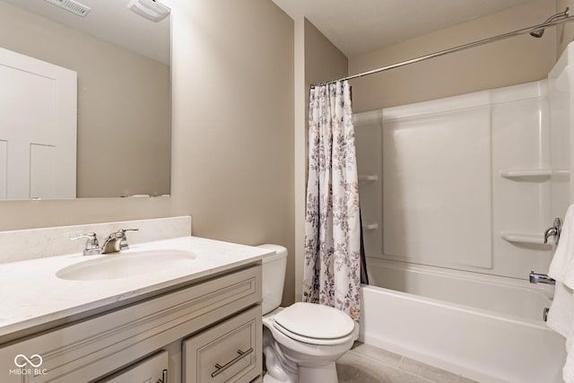 16072 Barringer Ct, Westfield, IN 46074 - bathroom featuring vanity, shower / tub combo with curtain, and tile patterned flooring