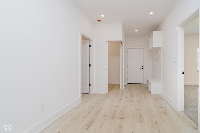 2909 E Michigan St, Indianapolis, IN 46201 - hallway featuring light wood-type flooring, baseboards, and recessed lighting