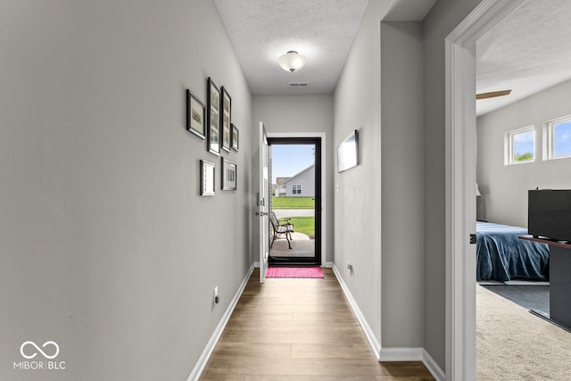 104 Perlican Dr, Cicero, IN 46034 - entryway with a textured ceiling, wood finished floors, and baseboards