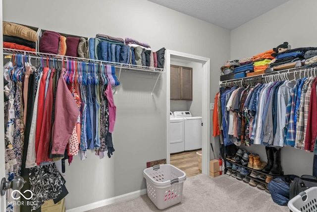 104 Perlican Dr, Cicero, IN 46034 - walk in closet featuring separate washer and dryer and carpet