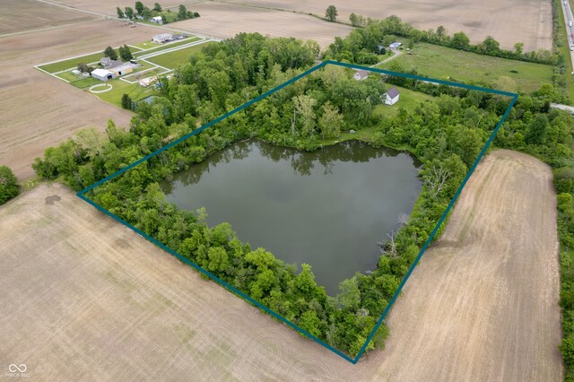 2708 N 400 E, Greenfield, IN 46140 - overview of rural landscape with property boundaries highlighted and a large body of water