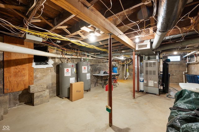 2708 N 400 E, Greenfield, IN 46140 - basement with electric water heater and heating unit