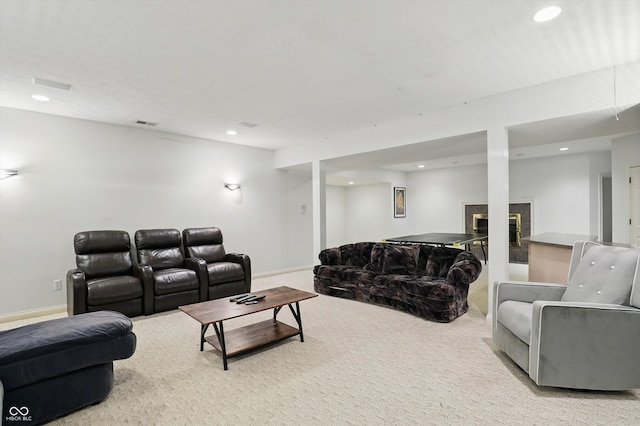 7138 Nile Ridge Ct, Indianapolis, IN 46236 - carpeted living area with recessed lighting, a fireplace, and baseboards