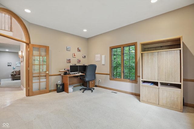 7138 Nile Ridge Ct, Indianapolis, IN 46236 - office with carpet, baseboards, recessed lighting, and french doors