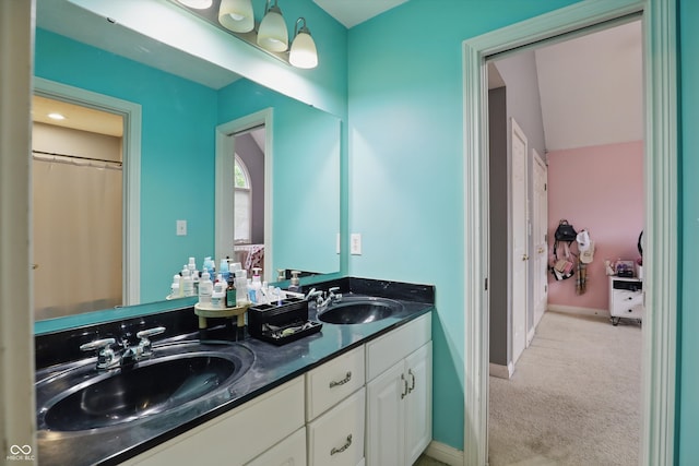 7138 Nile Ridge Ct, Indianapolis, IN 46236 - full bathroom with double vanity and baseboards