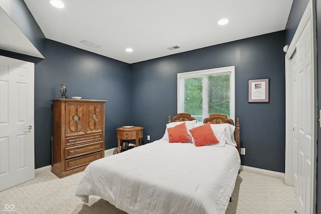 7138 Nile Ridge Ct, Indianapolis, IN 46236 - bedroom featuring light colored carpet, baseboards, a closet, and recessed lighting