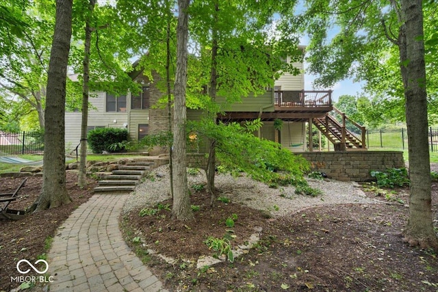 6363 Harmonridge Ct, Indianapolis, IN 46278 - view of yard with stairs and a wooden deck