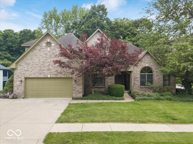 6363 Harmonridge Ct, Indianapolis, IN 46278 - view of front of house featuring driveway, an attached garage, a front yard, and brick siding