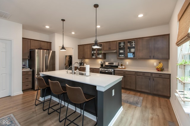 527 Macintosh Ln, Danville, IN 46122 - kitchen with stainless steel appliances, a sink, light wood-style flooring, light countertops, and recessed lighting