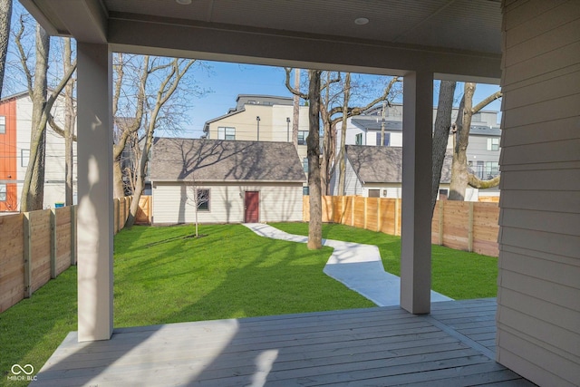 1818 Central Ave, Indianapolis, IN 46202 - view of yard featuring a wooden deck and an outdoor structure