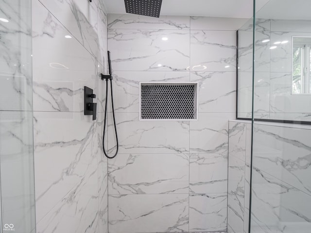 1141 Temperance Ave, Indianapolis, IN 46203 - bathroom with a marble finish shower