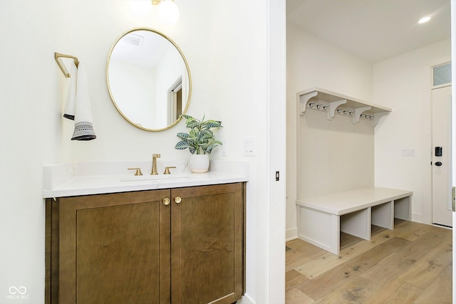 1822 Central Ave, Indianapolis, IN 46202 - mudroom with a sink, light wood-type flooring, and recessed lighting