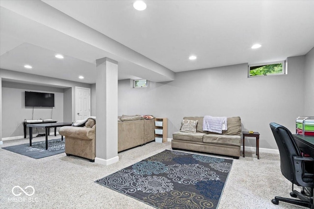 11956 Glen Cove Dr, Indianapolis, IN 46236 - carpeted home office with baseboards and recessed lighting
